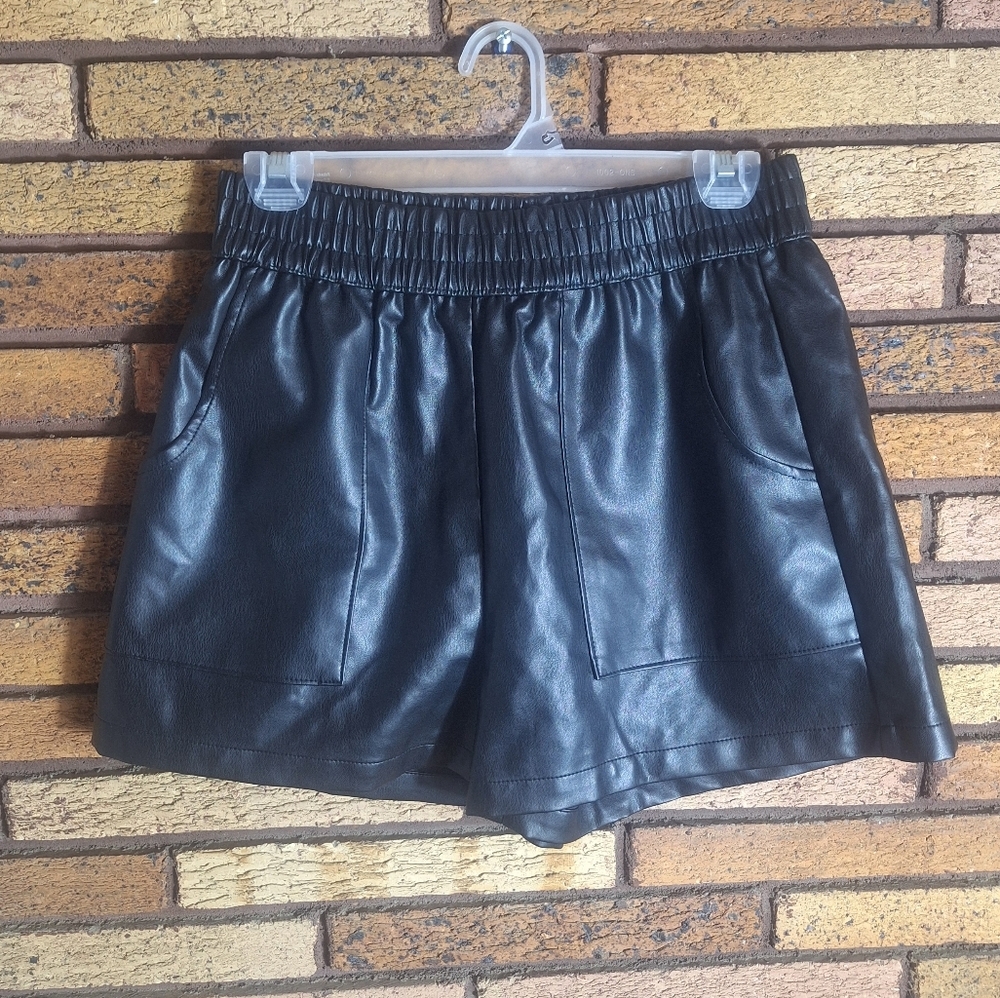 Altar'd State Small Black Faux Leather Shorts
